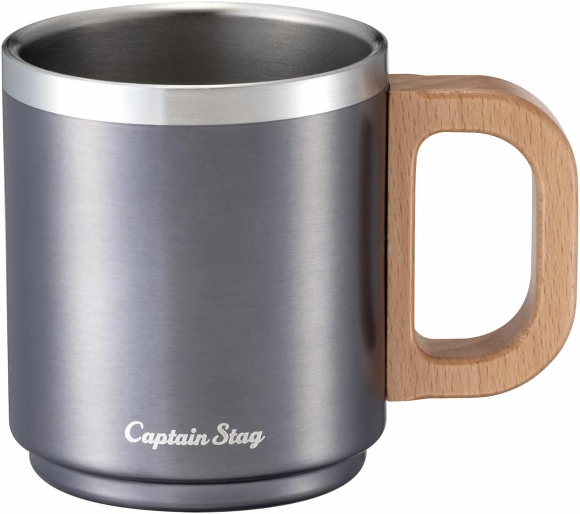 Captain Stag UH-2032 CS Charman Outdoor Cup, Double Stainless Steel Mug, 7.4 fl oz (220 ml), Wood Handle, Mauve Pink