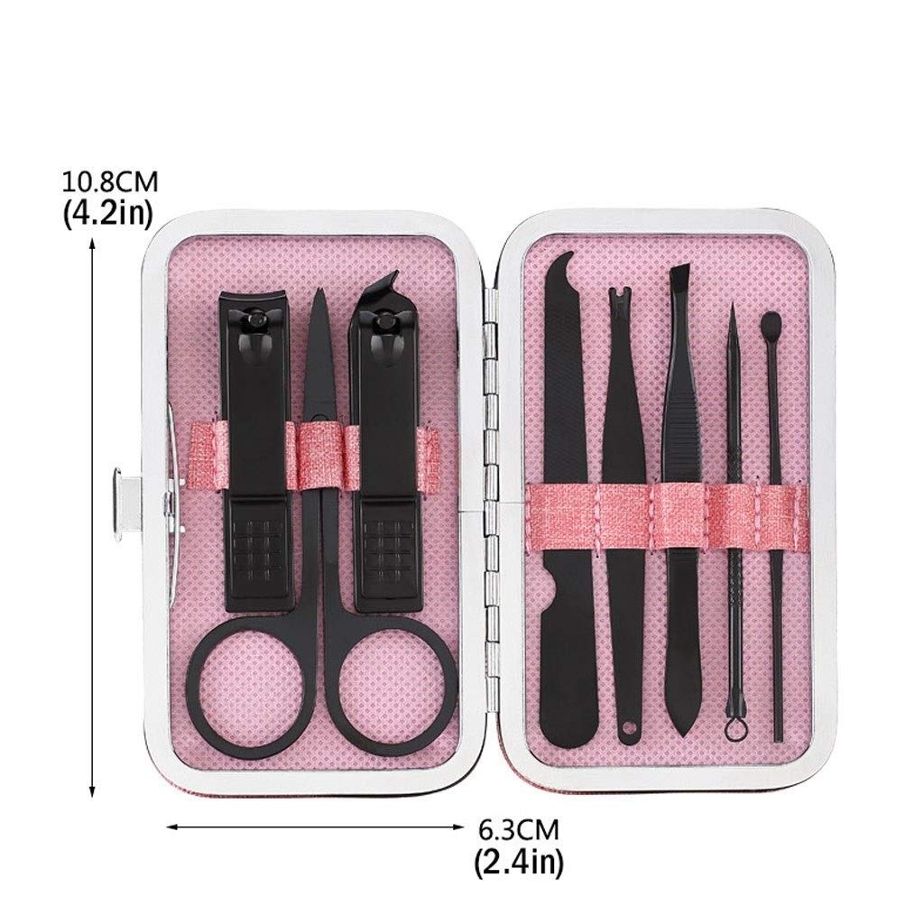 Nagelknipser-Set Rosa Rechteck-Nagel-Kunst-Maniküre-Werkzeug-Set Haushaltsnagelknipser Edelstahl Nagelknipser Pediküre Werkzeug (8 teiliges Set) Nagelknipser-Kit(B)