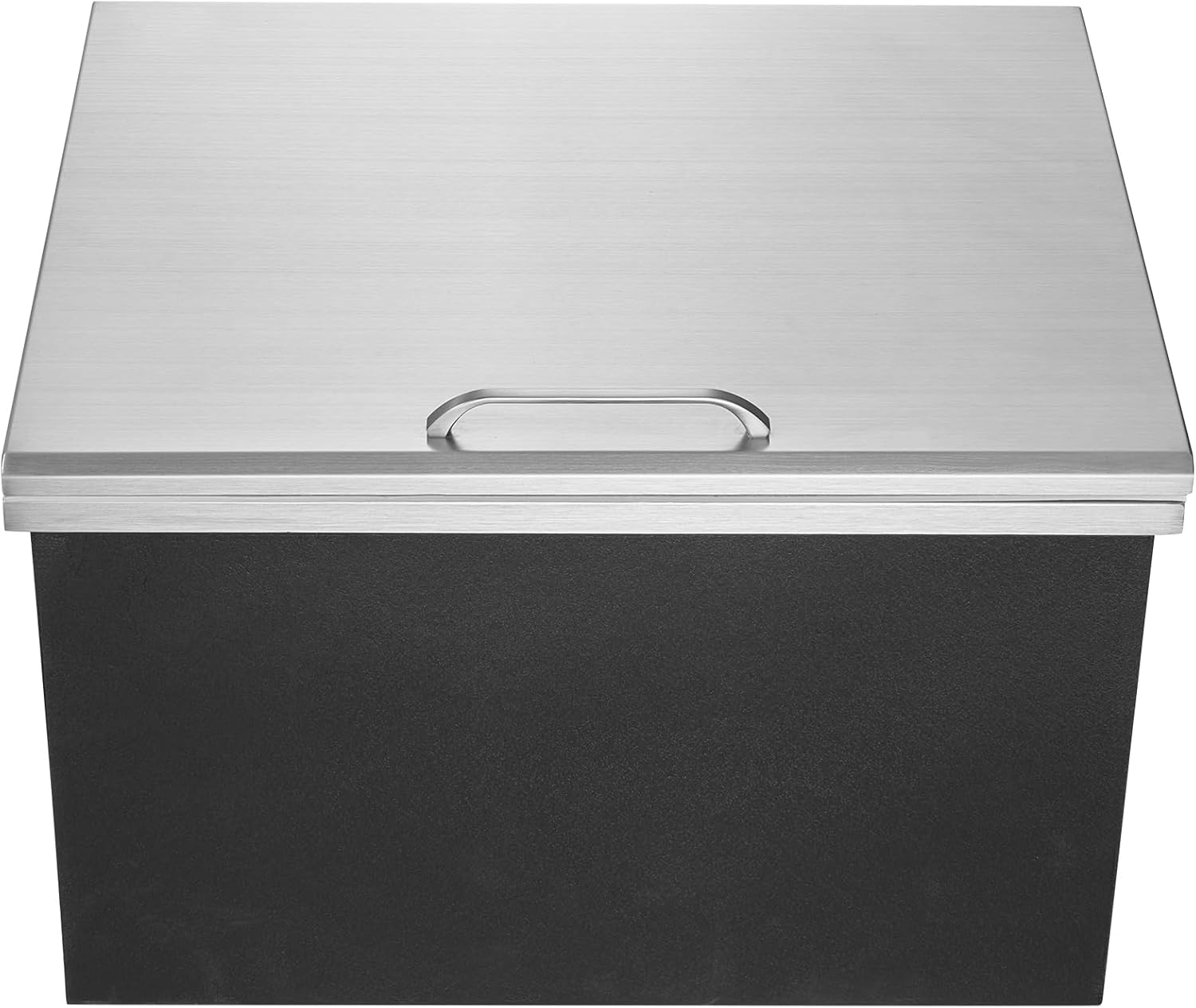 Happybuy 28" L x 16" W x 17" H Stainless Steel Drop-in Ice Cooler, 40 qt Commercial Ice Bin with Hinged Cover, Outdoor Kitchen Ice Bar, Drain-Pipe and Plug Included for Chilling Wine and Beer