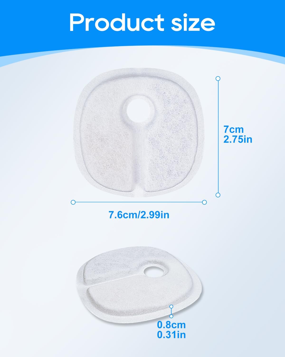 Cat Water Fountain Filter Replacement Compatible with 2L/67oz E1 and E1+ Automatic Cat Water Dispenser Wireless Pet Fountain Battery Operated, Multilayer Filter, 8 PACK - Image 5