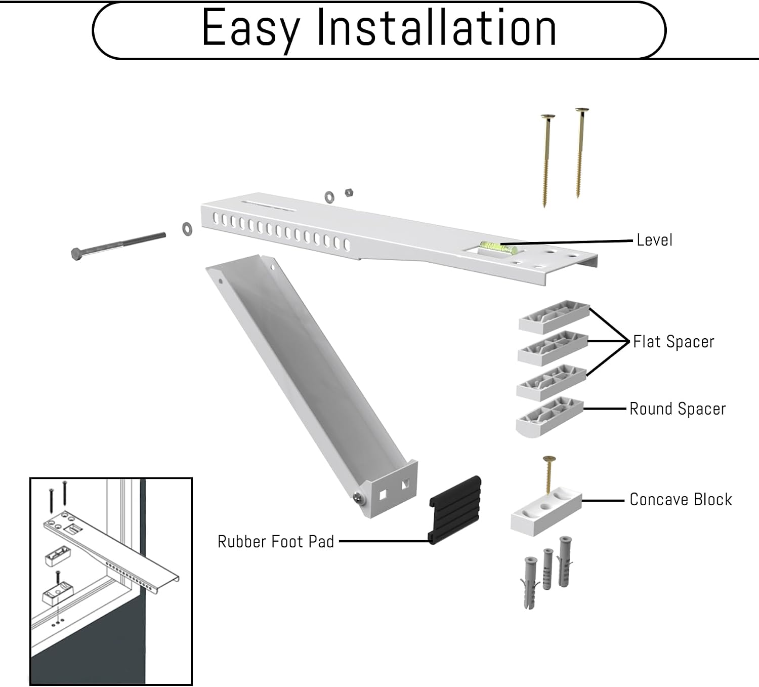 BJADE'S Universal Window Air Conditioner Bracket,Light Duty,Support Up to 165lbs,Fits for 9000-22,000 BTU AC Units