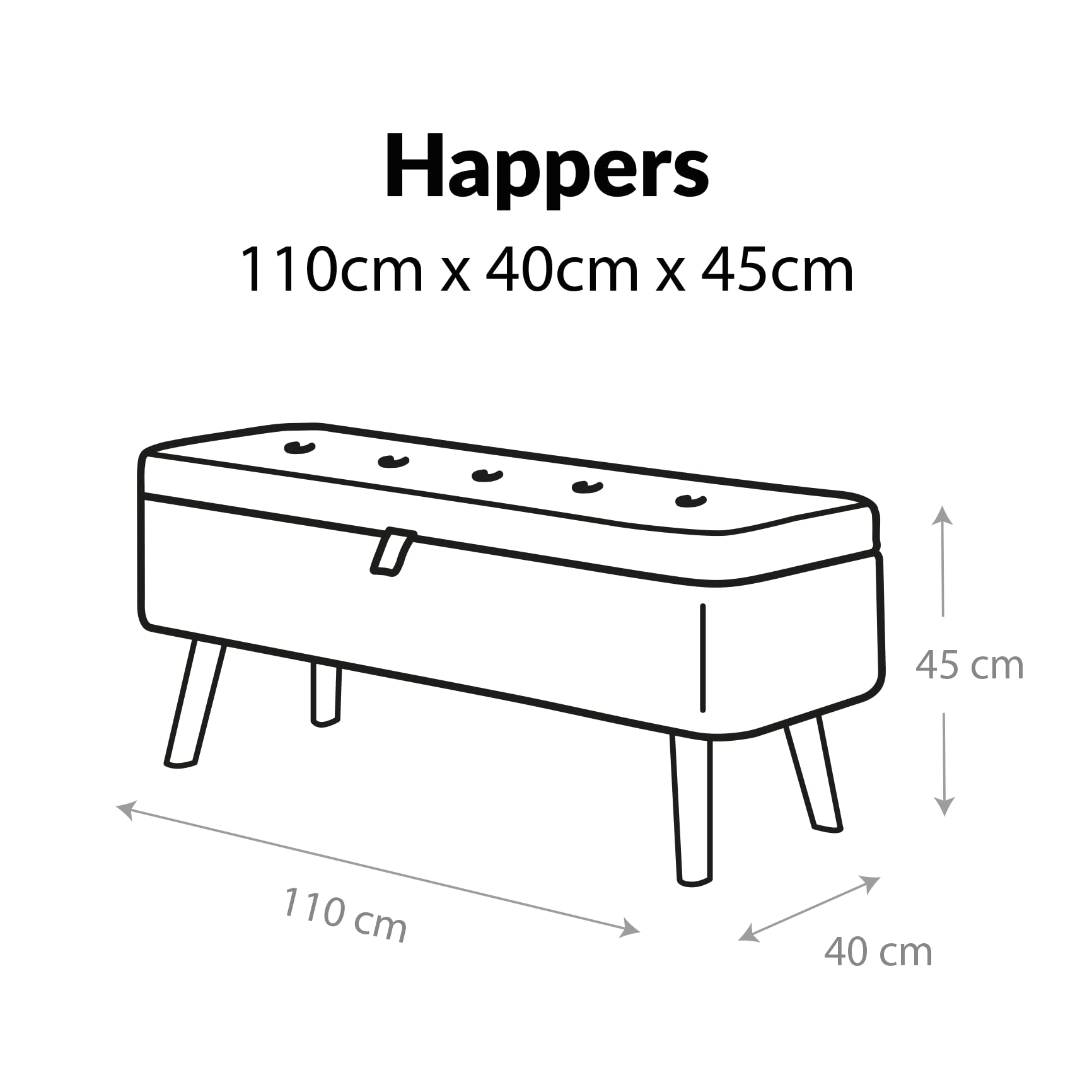 HAPPERS Puff de Almacenaje y Baúl. Banco de Madera Tapizada en Terciopelo