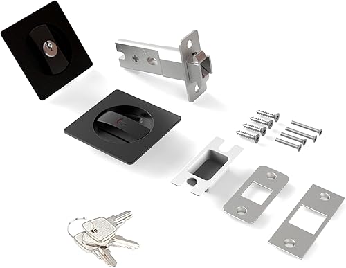 Miniatura 6 de Cerradura indicadora de bloqueo de puerta de bolsillo, manijas empotradas, pestillo de privacidad para camabaño para puerta de 1 38 pulgadas a 2 316