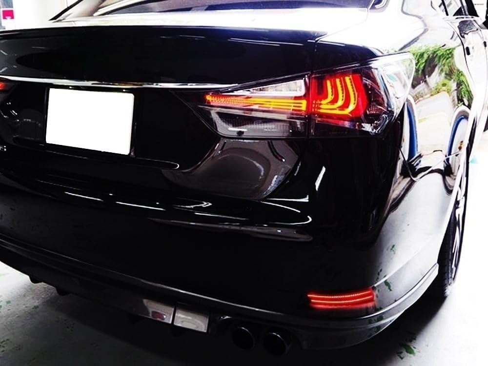 iJDMTOY Dark Smoked Lens 60-SMD Full LED Rear Bumper Reflector Light Trim Compatible With Lexus 2013-2018 ES, 2013-2020 GS, Function as Tail or Rear Fog Lights