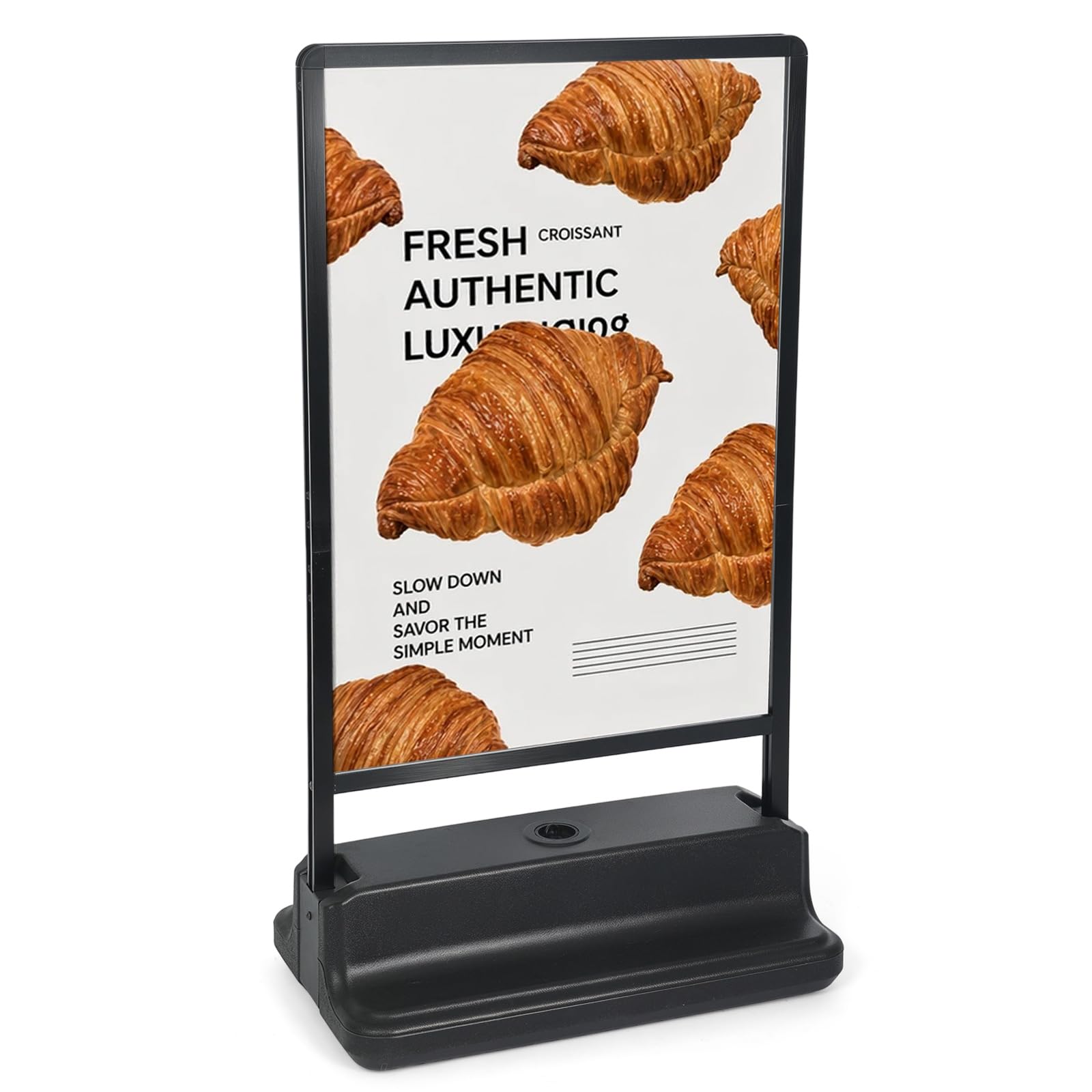 Plakatständer Wind Sign Kundenstopper Outdoor für Postermass DIN A1 594x841 mm Plakataufsteller A1 wetterfest in schwarz Beidseitig für 2 Plakate Standgewicht für hohe Windgeschwindigkeiten und Rollen