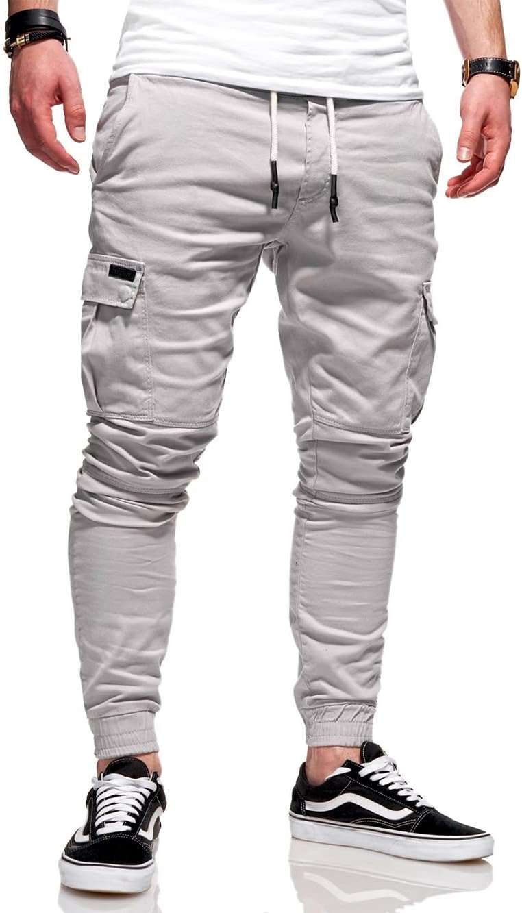 BUXKR Mens Cargo Pants Casual Hiking Pants Workout Joggers Sweatpants for Men