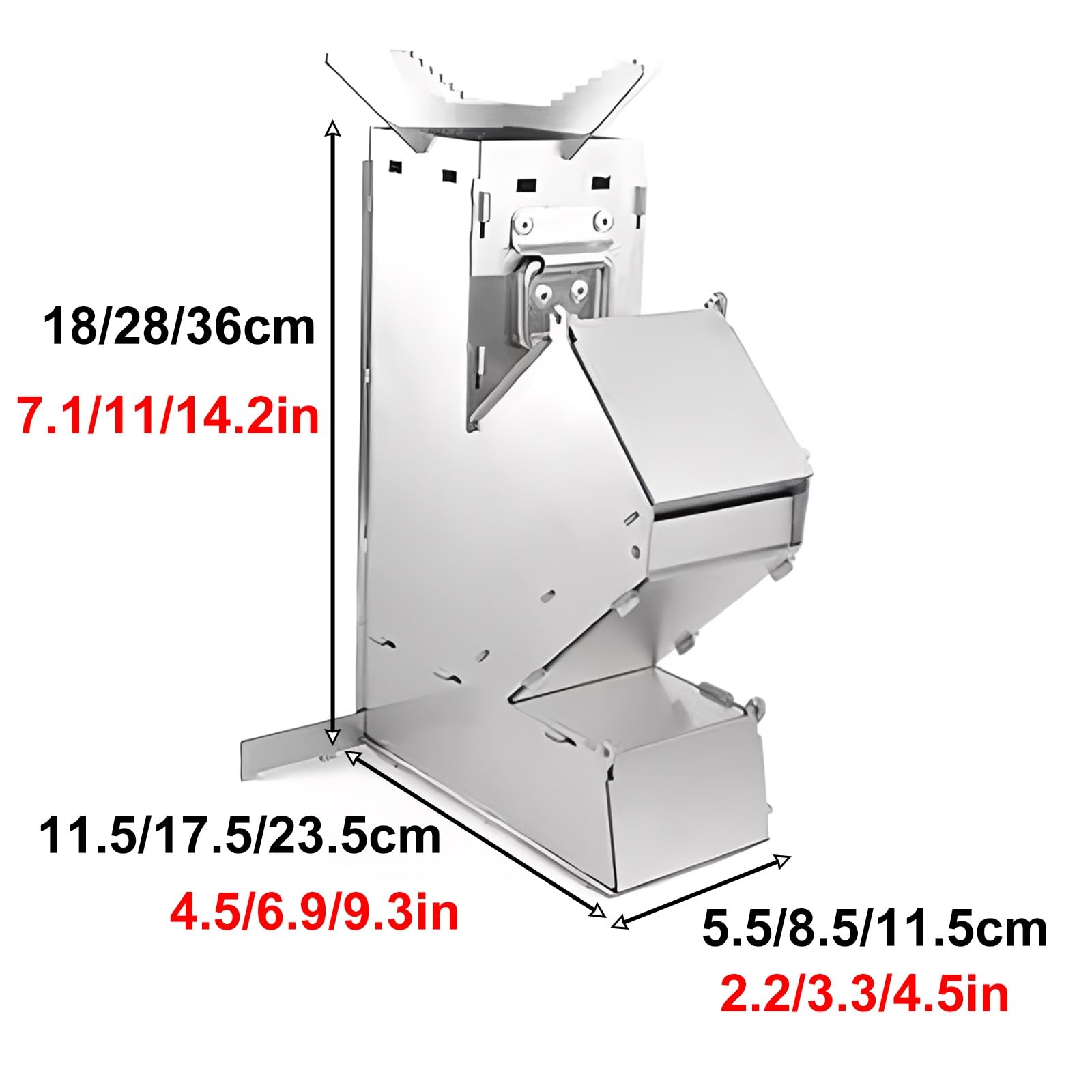 Cucine da Campeggio Design Staccabile con Maniglia Realizzato in Acciaio Inox 301 Cucina a Legna da Esterno Include Griglia Adatto per Il Campeggio e per Preparare Il Tè(17.5 * 8.5 * 28cm)