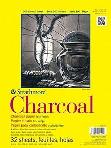 Strathmore 300 Series Charcoal Paper Pad, Glue Bound, 9x12 inches,