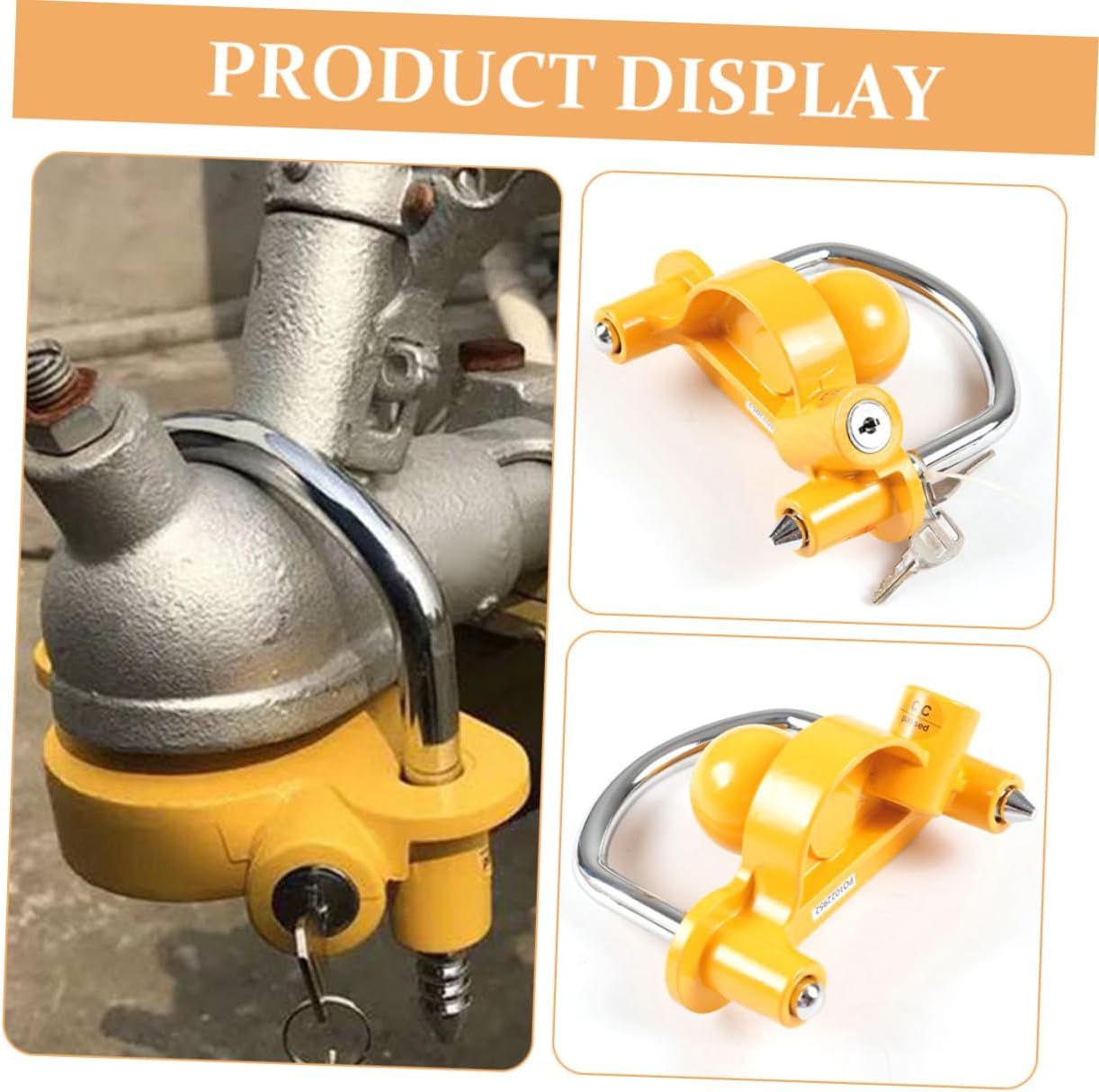 Ciieeo Travel Trailer Hitch Lock -Theft Towing Device for Rvs Boats and More Locking Mechanism Construction Key Included for Secure Coupler Connection