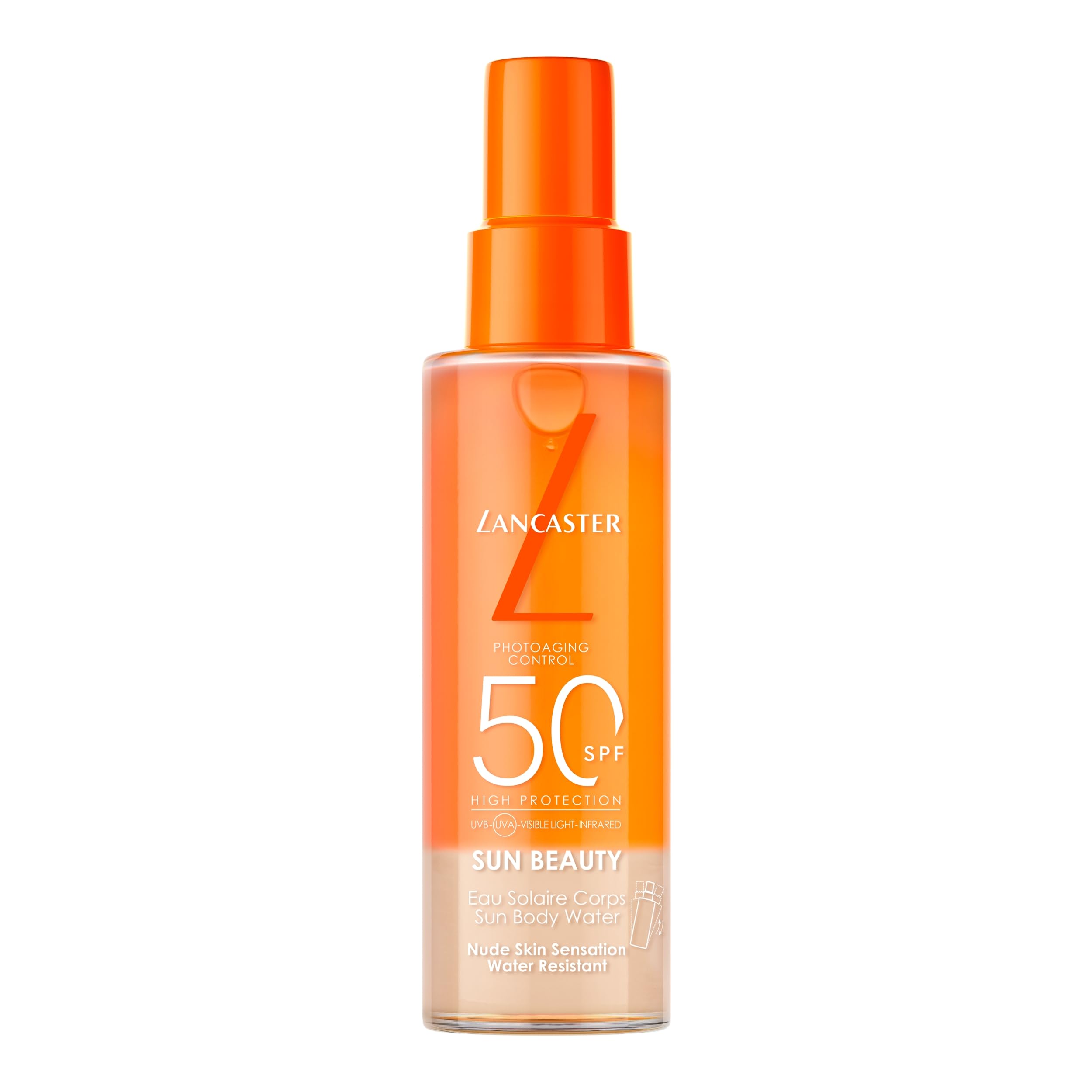 Lancaster Sun Beauty Body Water SPF50 100ml, Photoaging Control, Nude Skin Sensation, Broad Spectrum Sun Protection, Water and Sweat Resistant Spray, Suitable for All Skin Types, Vegan