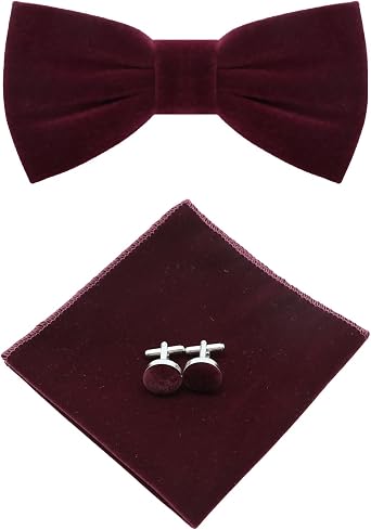 Luckyvestir Mens Velvet Bow Tie, Pre-Tied Adjustable Bowties, Silk Black Neckties for Men Women for Party Business Gift