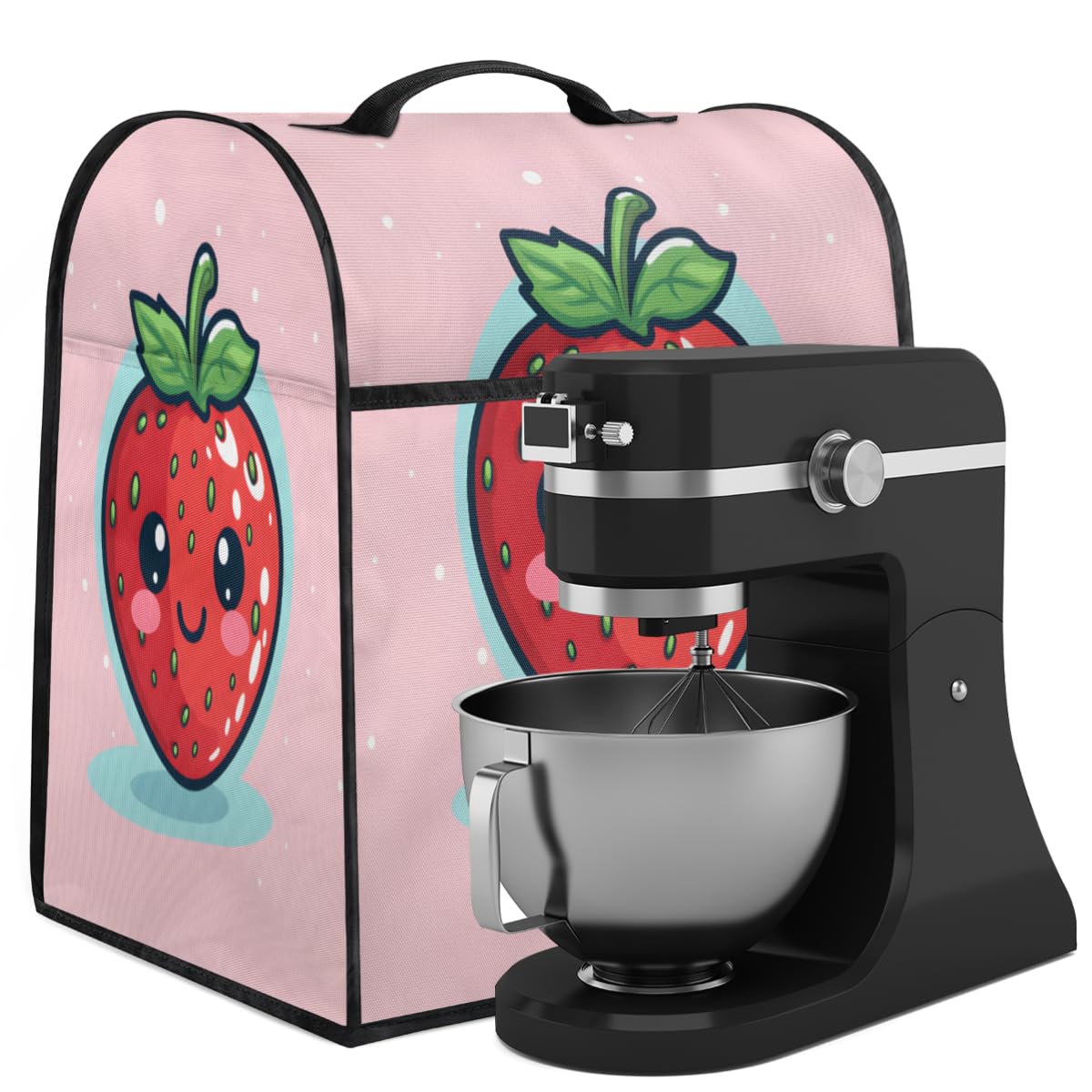 Coffee Maker Cover Cute Strawberry Pattern Kitchen Appliance Covers Small Appliance Covers Blender Cover Juicer Cover Dust Covers for Kitchen Appliances with Top Handle and Pockets,Washable,C795