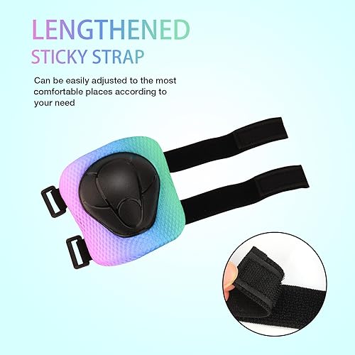 Miniatura 6 de Casco de bicicleta ajustable de color degradado con rodilleras y coderas, casco de patineta para niños pequeños y niñas de 3 a 14 años  Ideal para