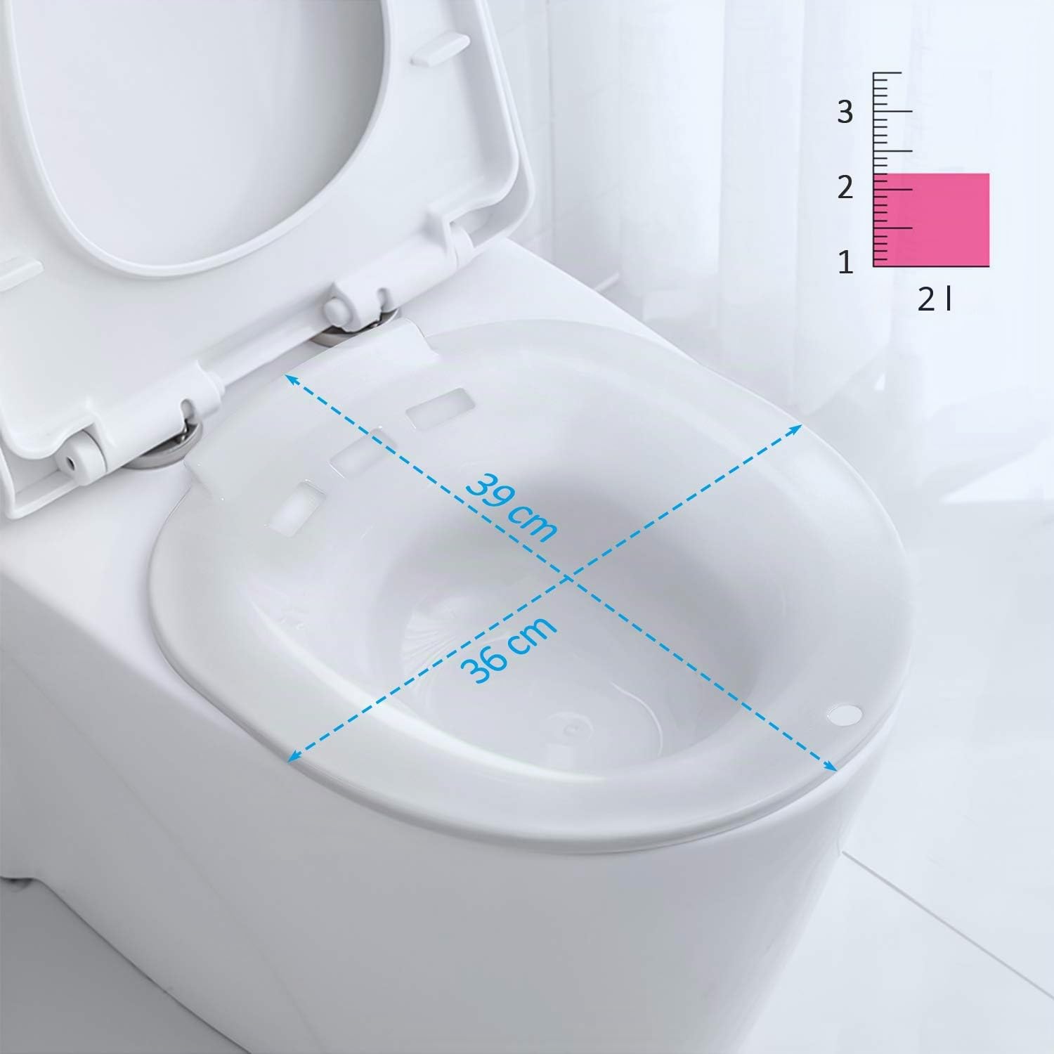 Bagno Sitz – Toilette Perineable – Vasca Semicupio per Trattamento Emorroidi, Cura Post Partum, Bidet portatile per donne in gravidanza, episiotomia Adatto a tutti i WC Standard