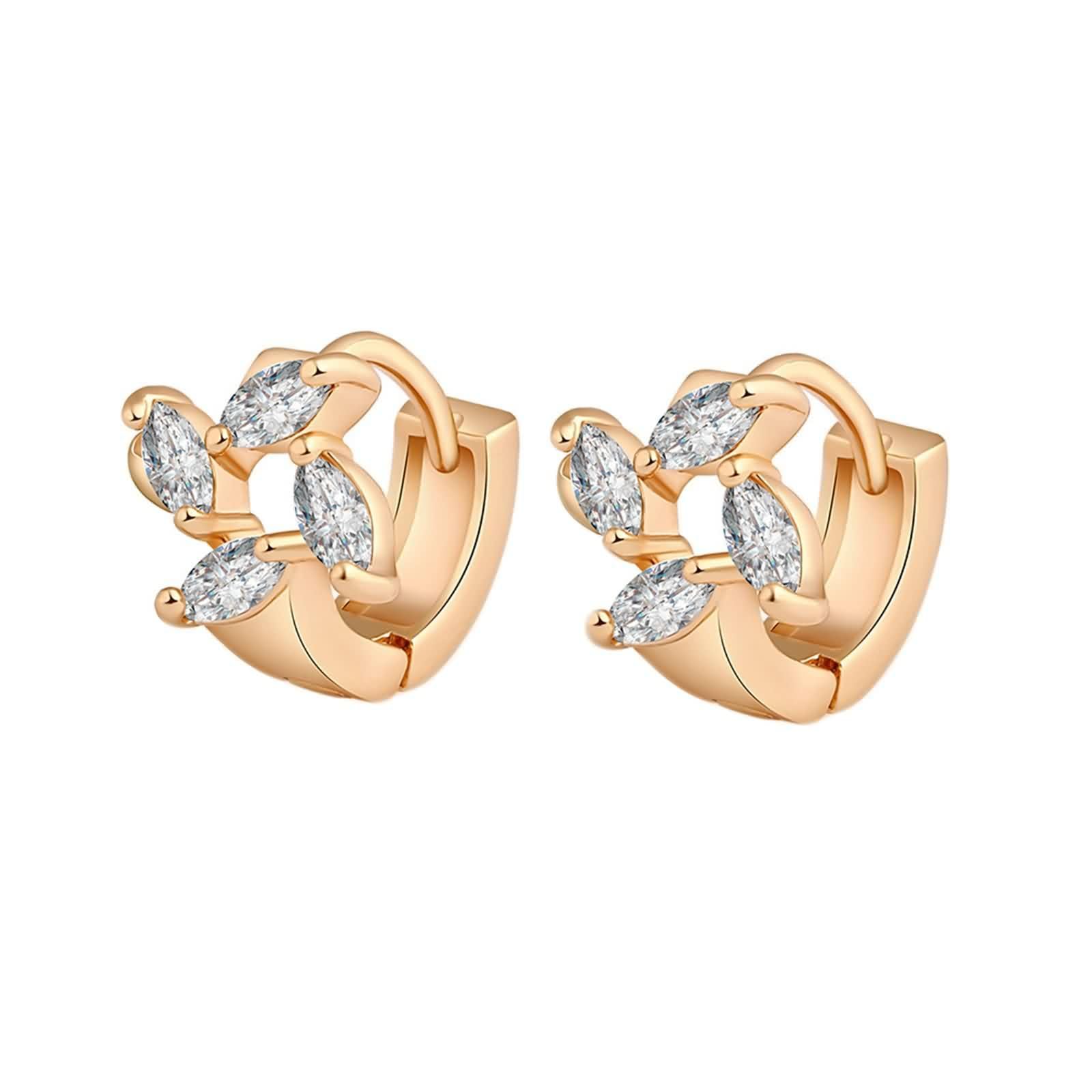 KnSam Pendientes de aro para mujer, moissanita, aro, hoja de oro de 18 quilates, talla marquesa Au750, oro amarillo Au750, pendientes pequeños de joyería auténtica, oro