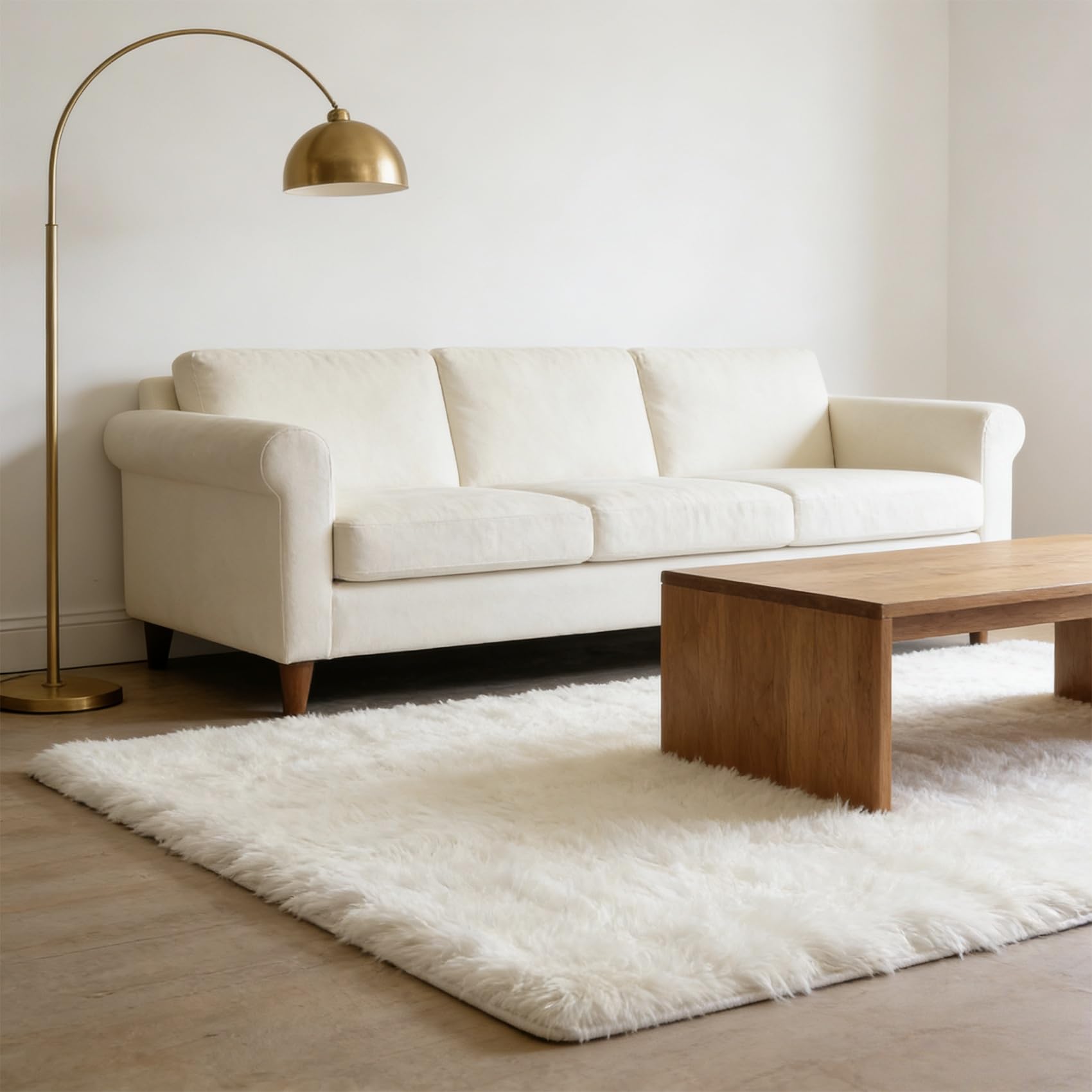 Tapis de salon moelleux de grande qualité blanc 280x180cm