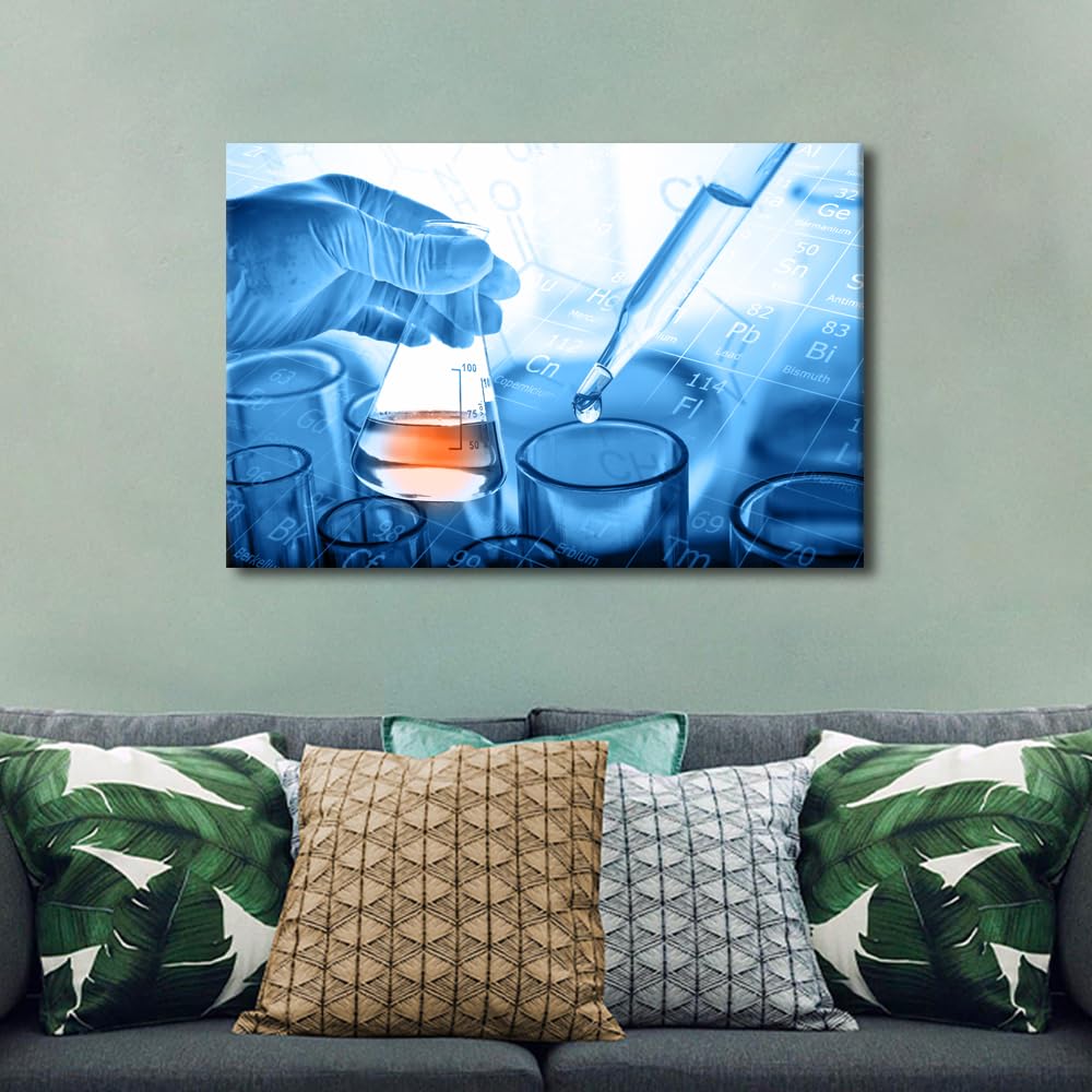 TISHIRON Canvas Prints Flask in Scientist Hand Wall Art Modern Decor Laboratory Glassware Poster Inspirational Wall Art Living Room Bedroom Decoration Artwork Painting Framed Ready to Hang 24x16 in - Image 4