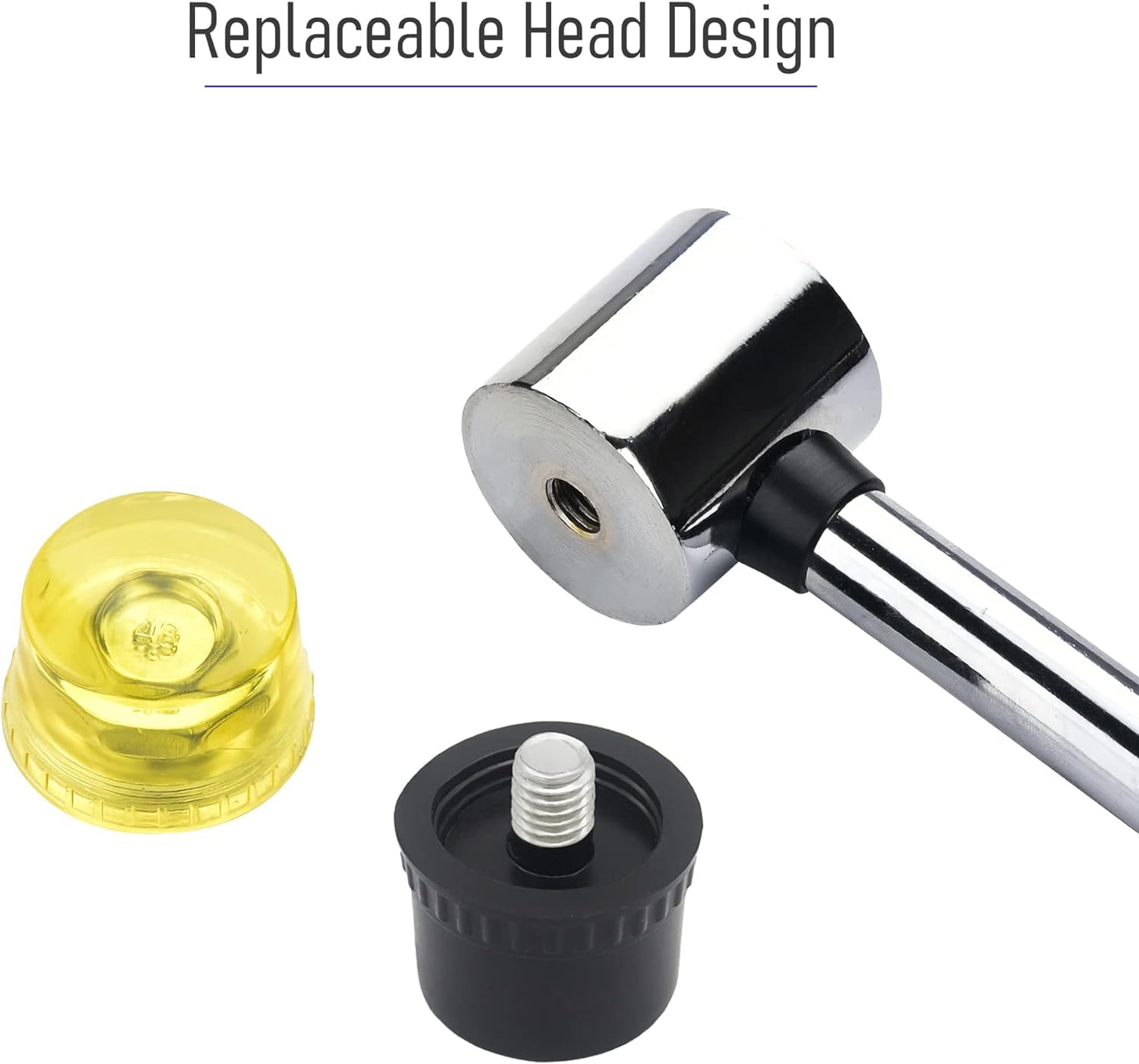 HARFINGTON 2-Set Hammer Replacement Heads - 35mm Double Face Plastic & Polyurethane Mallet Accessories