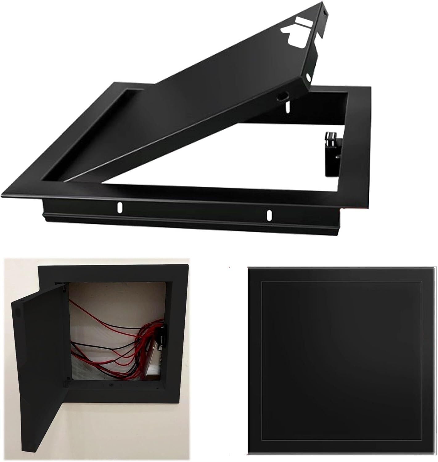 Kanduo Schwarz Plumbing Access Door Access Panel Magnetic Plumbing Access Panel For Drywall, Push To Click Inspection Hole Cover For Tile(15X15cm/6X6in)