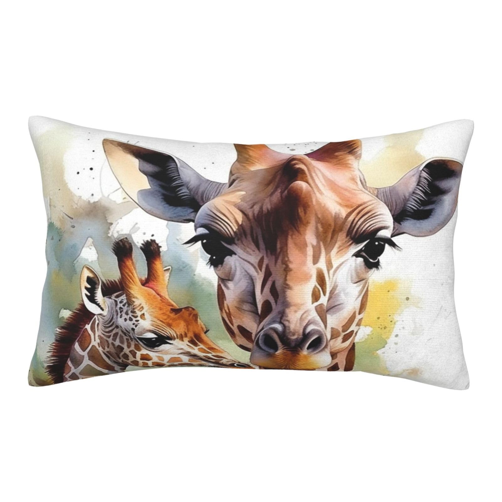 Velvet Pillowcases 20"x30" Ultra Soft Breathable Pillow Cases, Luxury Fuzzy Throw Pillow Covers with Zipper, Watercolor Deer Giraffe Pillow Shams All Seasons Decorative Cushion Cases for Couch