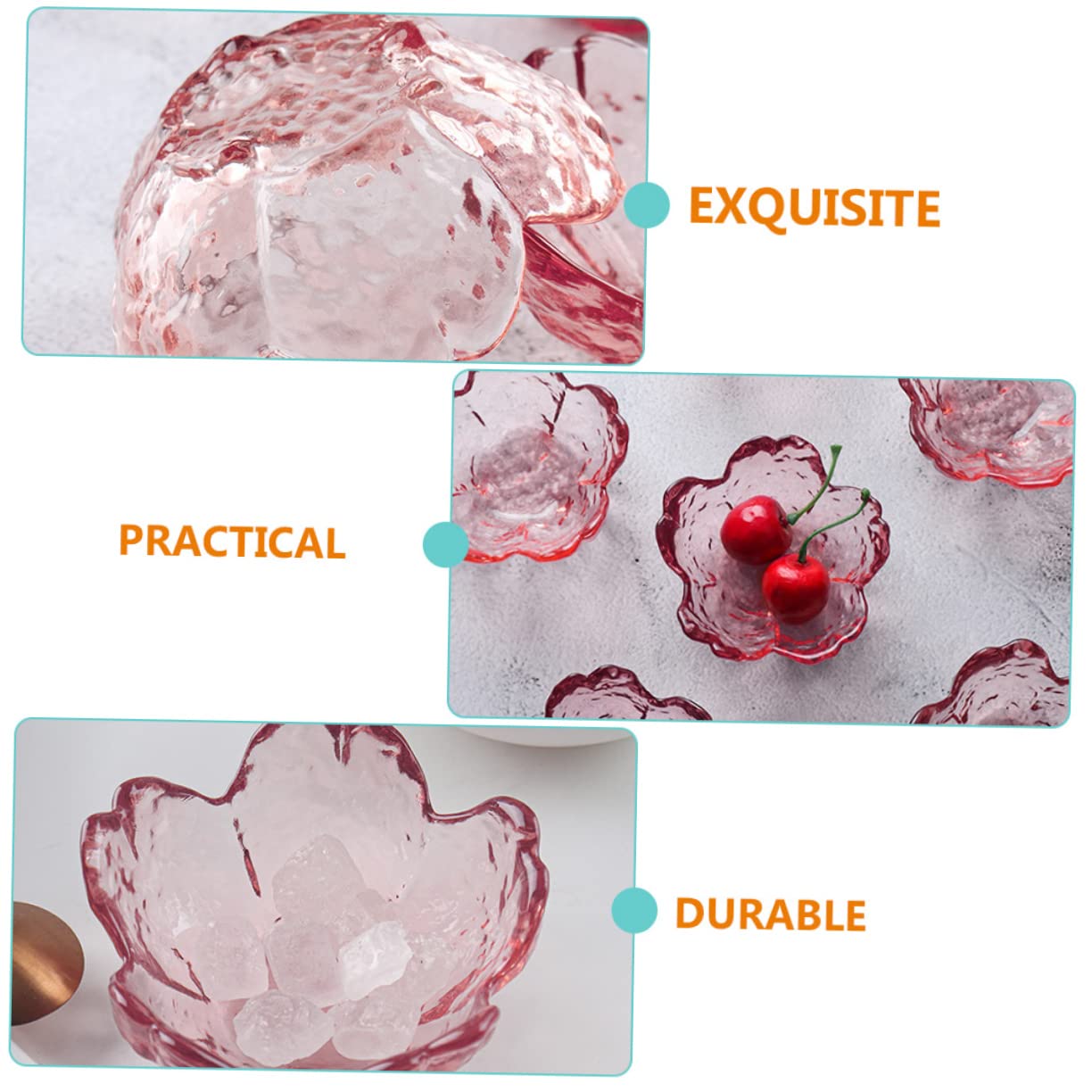 OUNONA 5pcs Japanese Style Glass Cherry Blossom Dishes Seasoning Plates for Condiments Elegant Tableware for Home Restaurant and Events for Dipping Sauces and Flavorful Enhancements