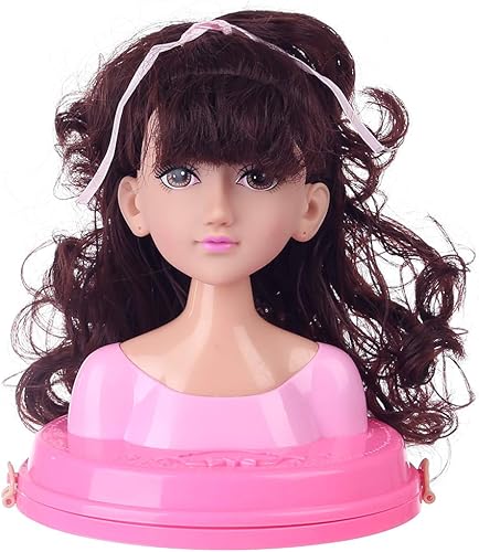 Miniatura 5 de Topoo Muñeca de cabeza de peinado para niñas, juego de maquillaje de peinado con accesorios de peinado para niños tipo C