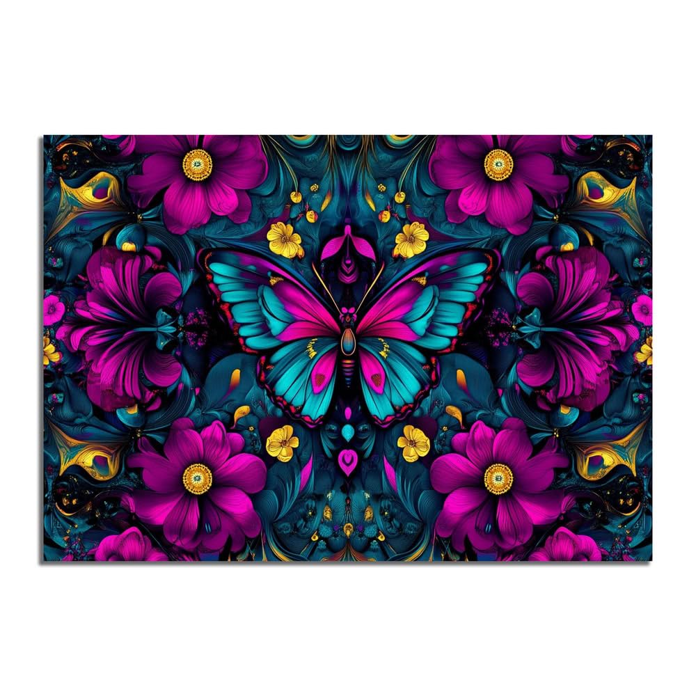 Toile papillon turquoise 70x100cm grand format tableau mural - 8