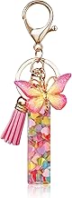 OSDUE Initials Keychain for Girls Women Resin Letter Keychain with Butterfly Pendant Tassel for Women Girls Wallets Handbag Charm