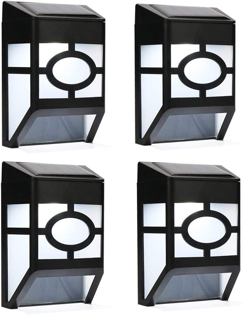 Derlights Solar Wall Lights Outdoor, Waterproof Solar Fence Light for Landscape Garden Yard Lawn Fence Deck Roof Lighting Decoration 4pcs