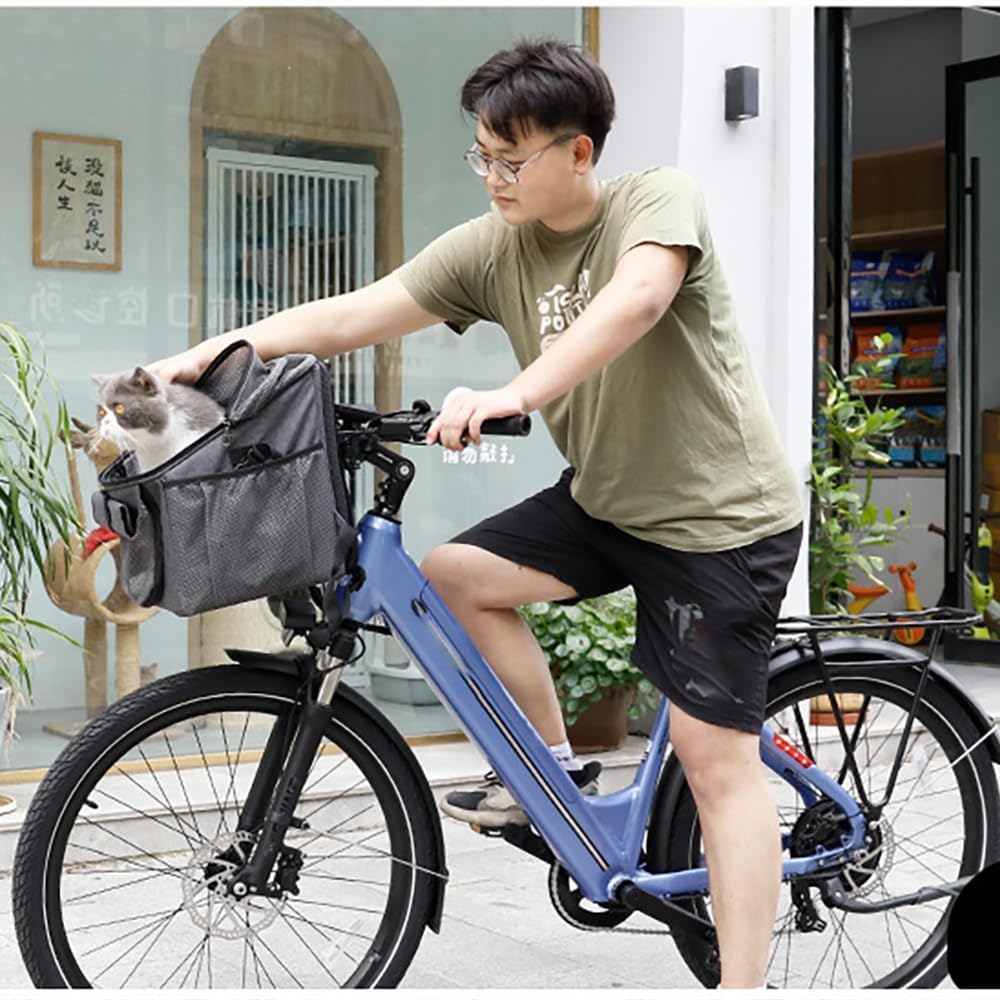 Small Dog Bike Seat – Front Bicycle Pet Basket, Buckle & Strap Security, Thickened Liner, Storage Pocket, Foldable Design