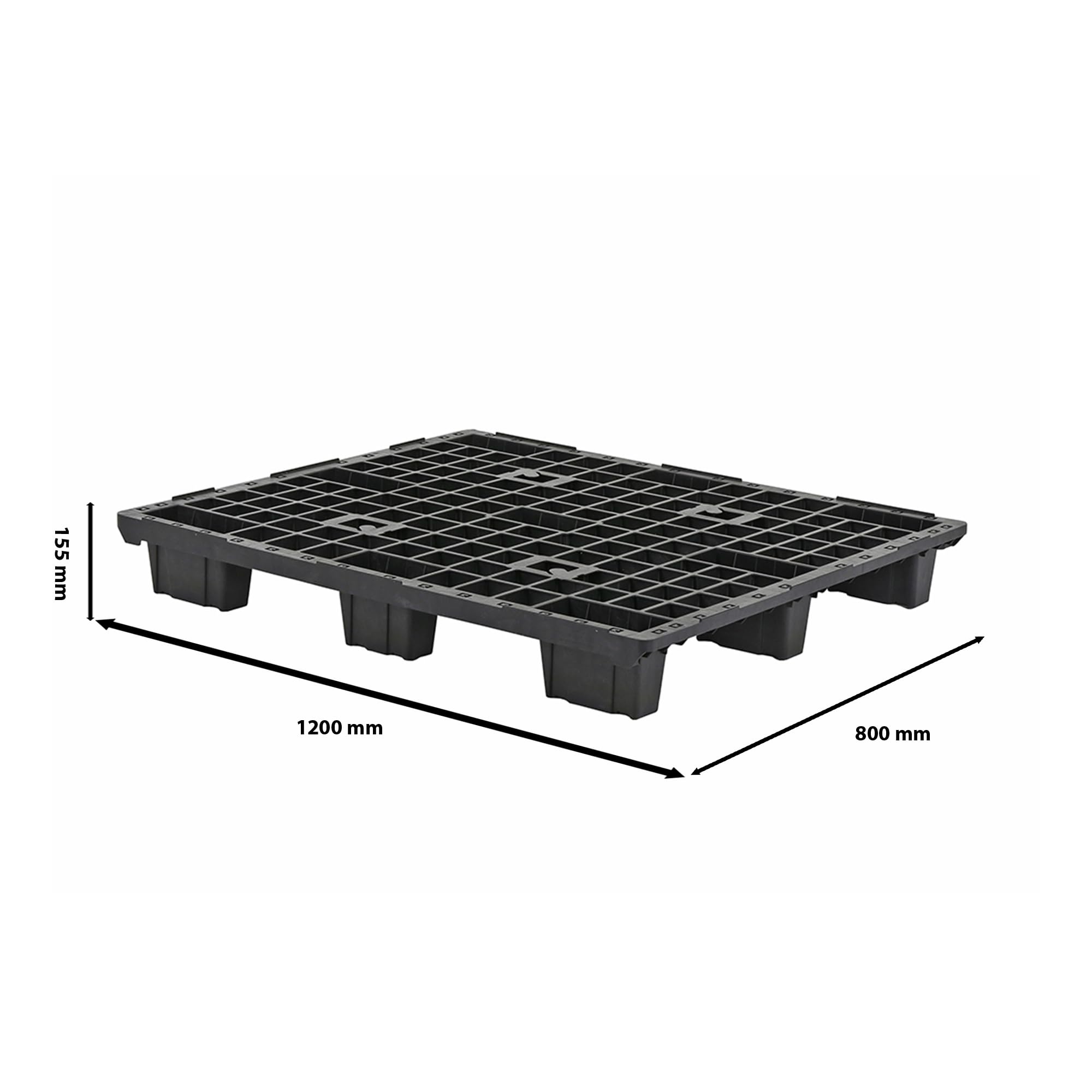 Saro - KP 800 Palette en Plastique, 120 x 80 cm, 9 Pieds, Empilable, Capacité de Charge Statique 2 500 kg/Dynamique 1 000 kg, de -20 °C à +60 °C