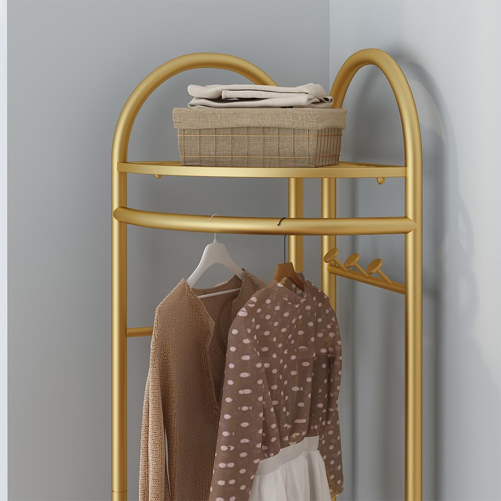 Double Shelf Coat Rack Corner Coat Rack – Freestanding Heavy Duty ...