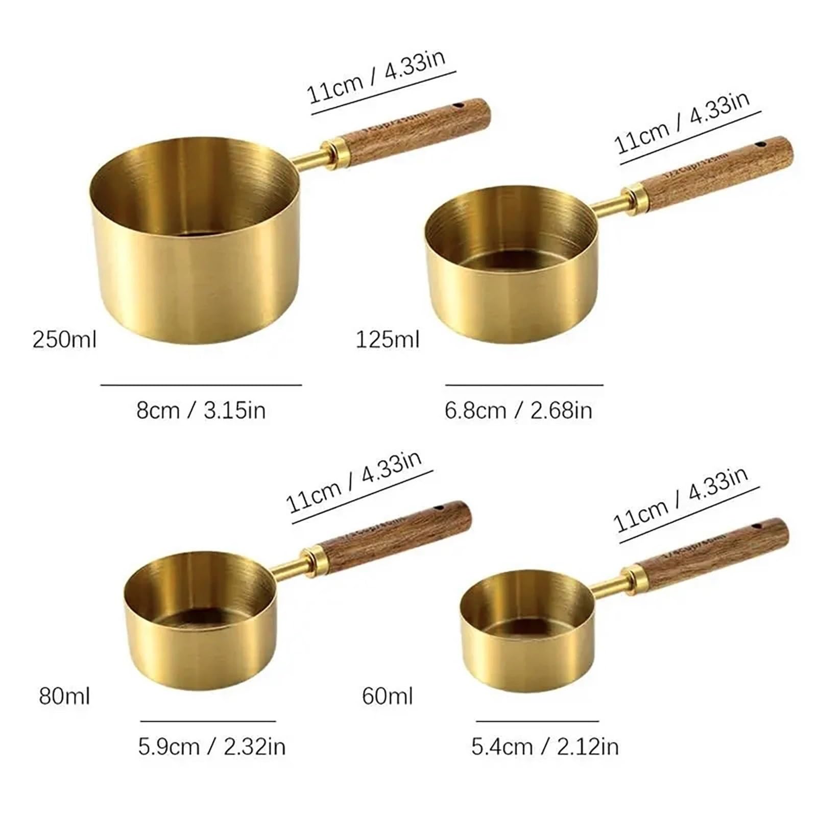 4-teiliges Messbecher-Set aus Edelstahl, Esslöffel, Küchenmesslöffel-Set, Messbecher und Löffel-Set for Zuhause für Flüssigkeiten und Feststoffe