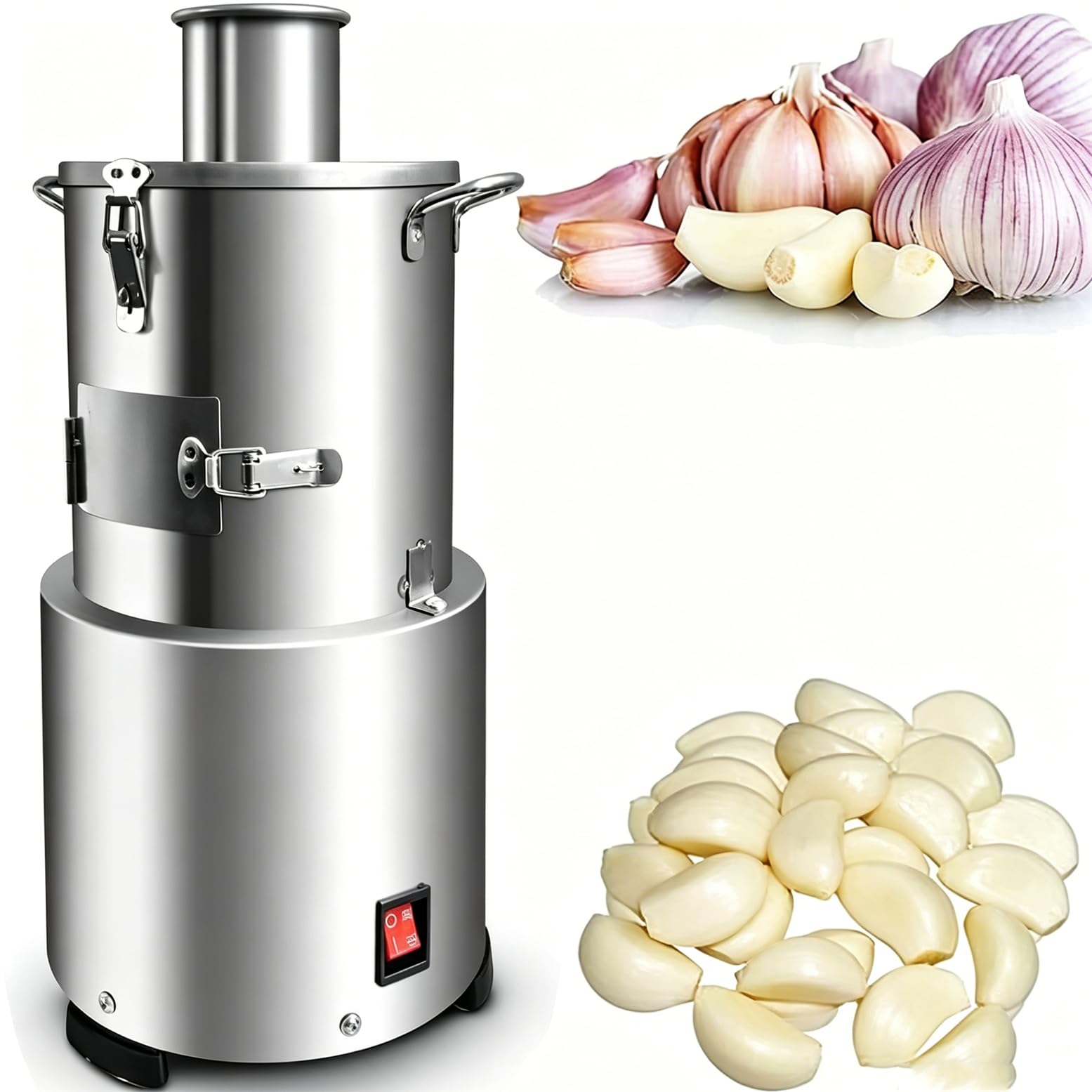 Nuxyyds 200W Electric Garlic Peeling Machine, Stainless Steel Whole Garlic Separator, 20KG/H Automatic Garlic Peeler for Restaurants Barbecue Shops Canteen Hotels