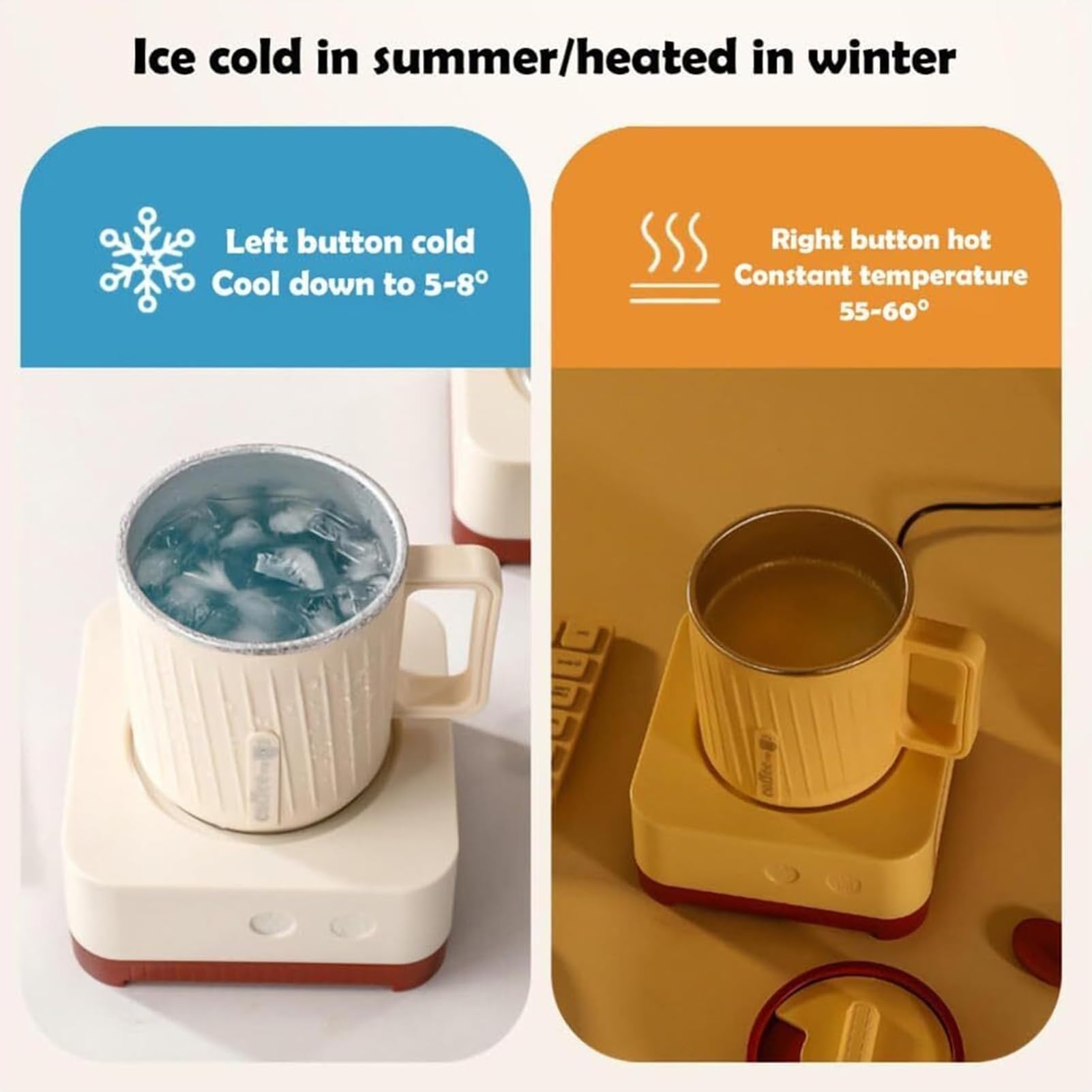 Enfriador Eléctrico de Bebidas, Vaso Eléctrico Refrigerante de 500 ml con Doble Función de Frío y Calor, Empaque en Caja de Regalo, Cuerpo de Aluminio, Inicio con un Solo Toque, Mini Enfriador D