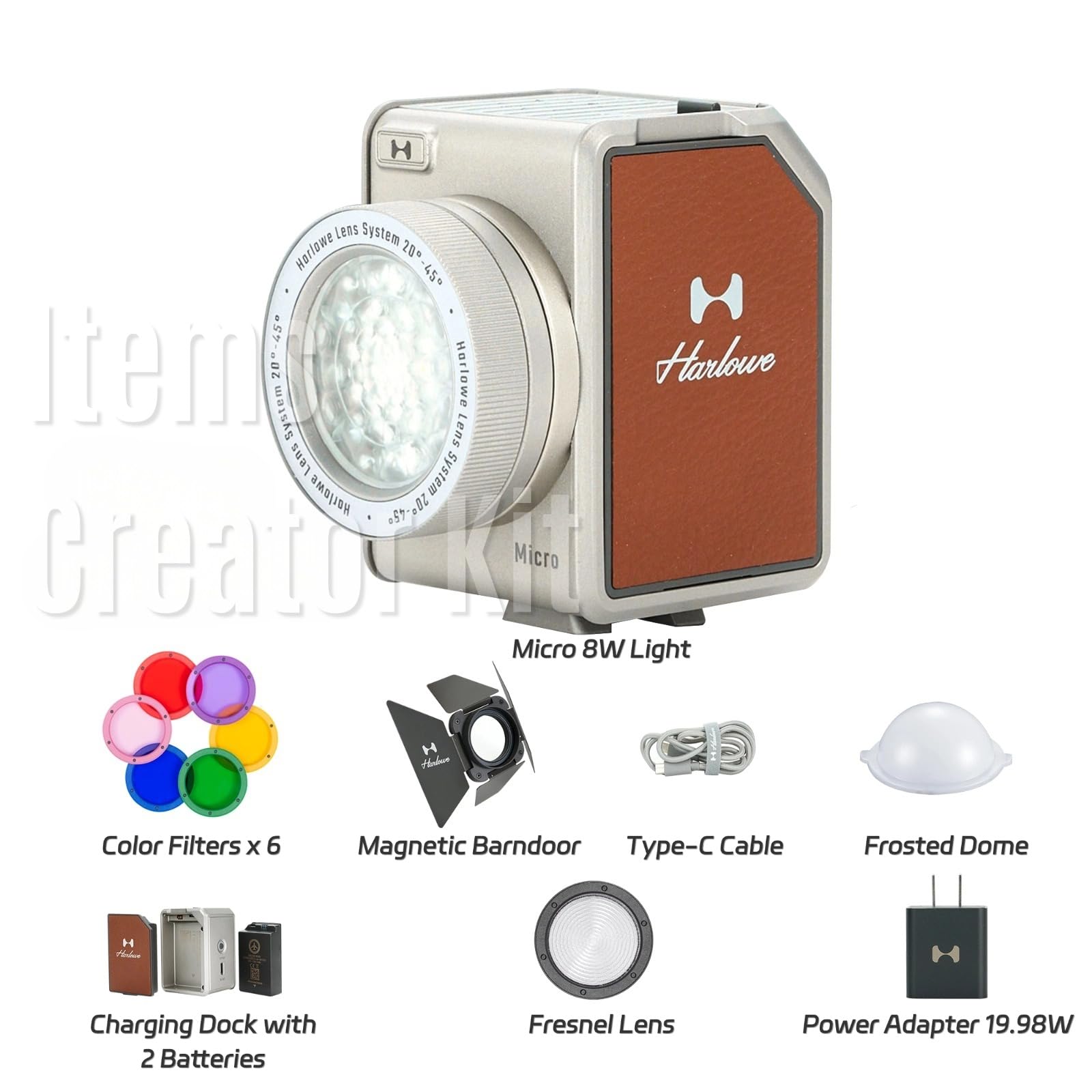 Hobolite - Juego de iluminación micro LED para video con pantalla LCD, control de aplicación, puerta de bar, 6 geles de color, CRI/TLCI 96+, 2700-6500K Iluminación portátil para fotografía