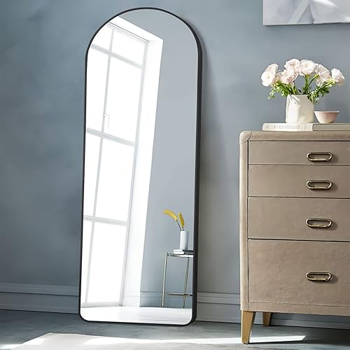 PexFix elegante espejo de cuerpo entero con parte superior arqueada de aluminio, 64 x 21pulgadas, para dormitorio o tocador, espejo de pie, de
