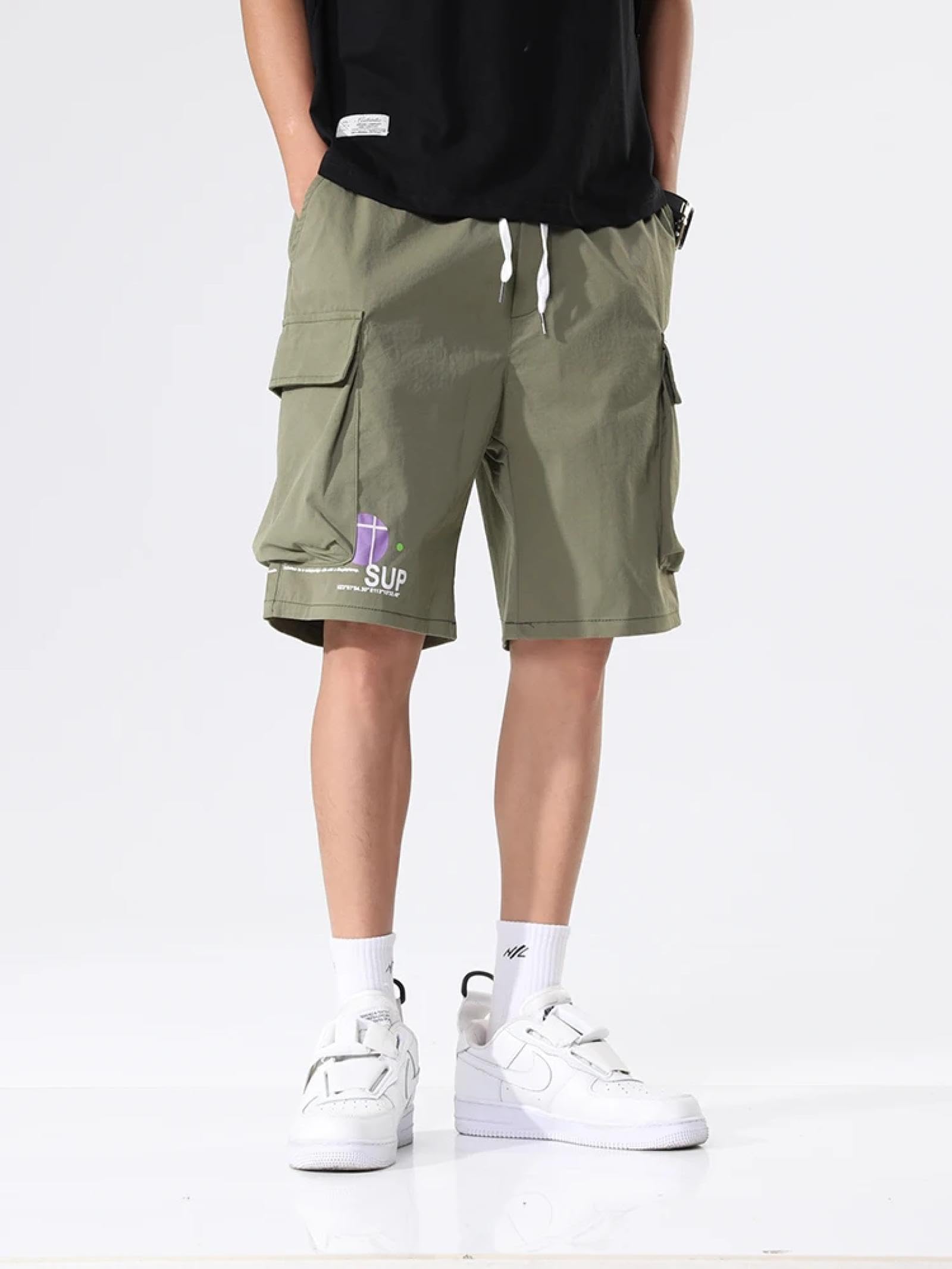 Pantaloncini Uomo Shorts Sportivi Tasche Pantaloncini Cargo da Uomo 5XL Rosa