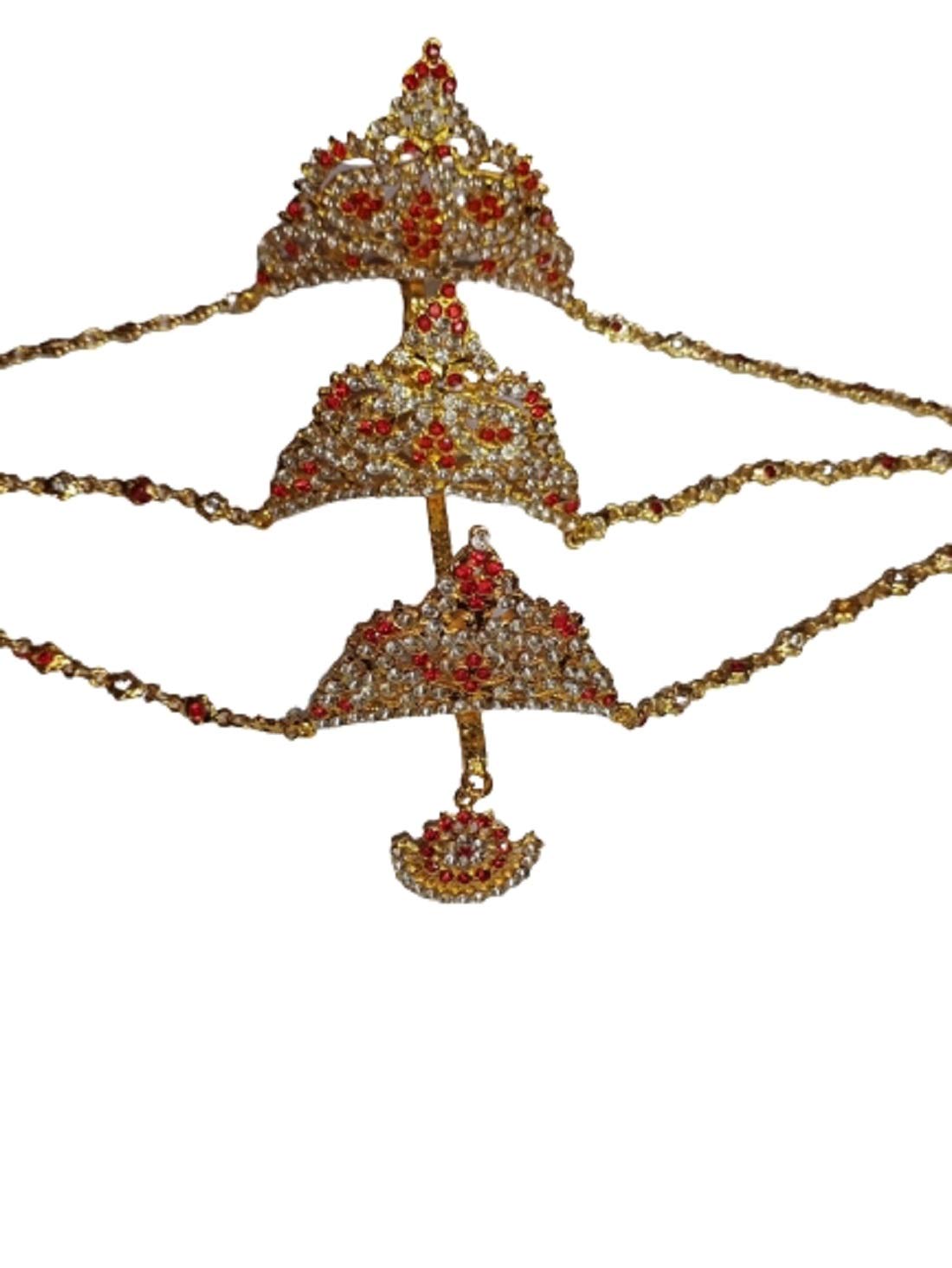 Kkalakriti Three 3 Steps Crown Free Size Jewellery for Bharatanatyam Dance Performance (B08L7WSLN7) Amazon Price History, Amazon Price Tracker