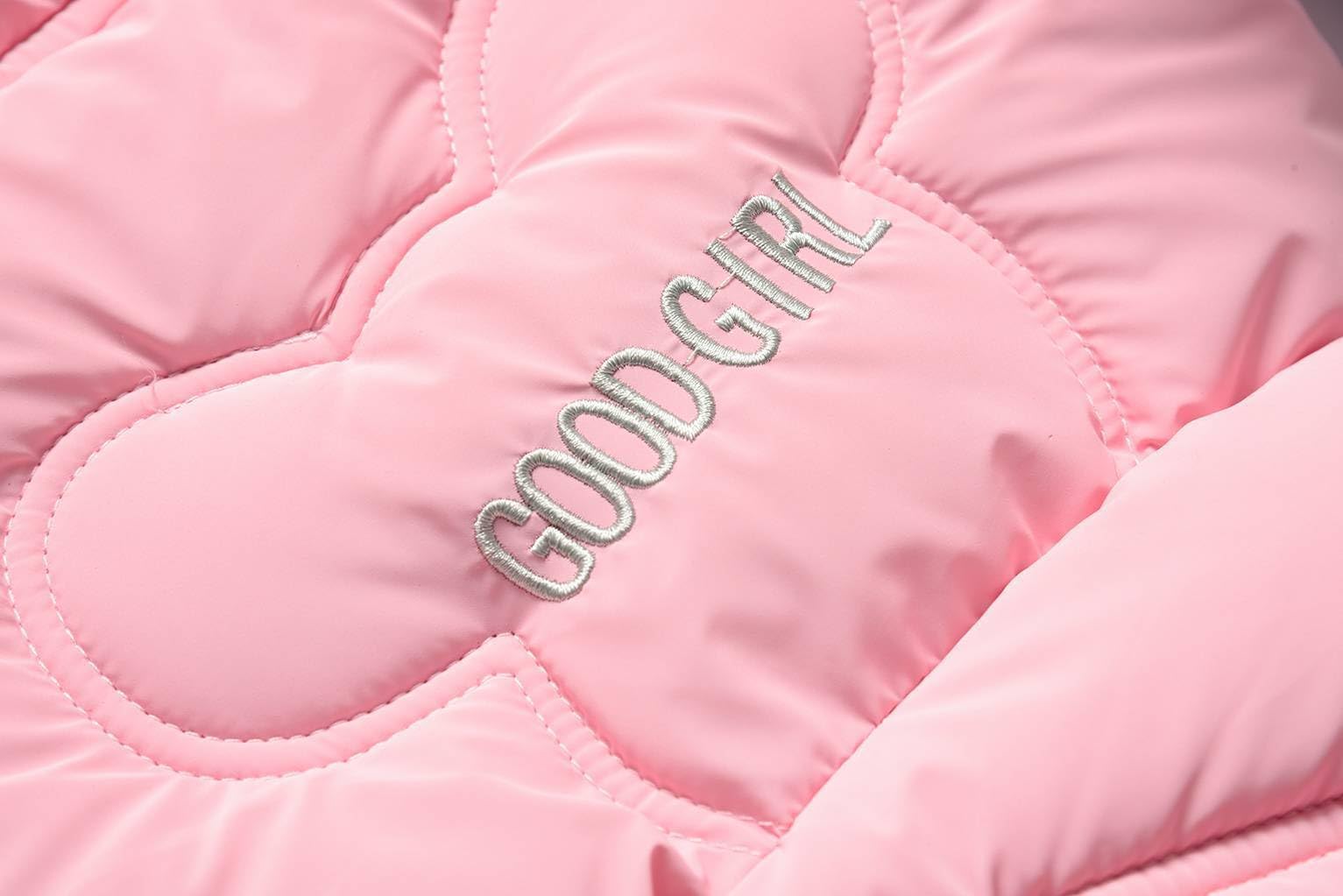 Glo-Story Kinder Winterjacke für Mädchen mit Kapuze – Warm wattierte Steppjacke aus 100% Polyester – Größen 104–158 – Farben Rosa, Blau oder Weiß