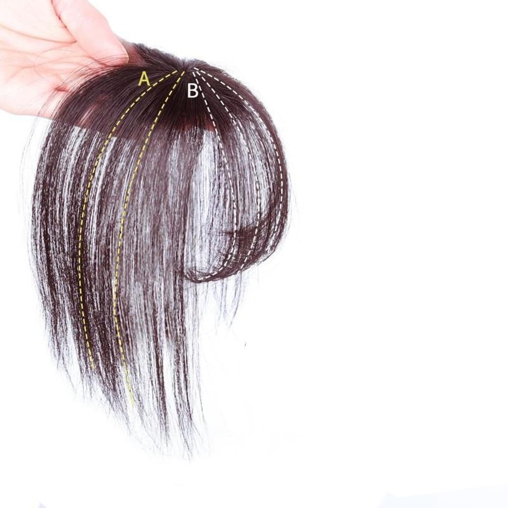 3D Clip In Bangs Human Hair Topper Extension Clip In Hairpiece with Temples for Women Short Angle Light Brown