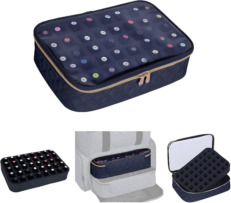 Estojo de viagem UOZL para esmaltes, capacidade para 40 frascos de 15 mL, bolsa preta com tampa transparente