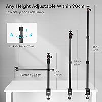 Vista 3 de SmallRig Camera Desk Mount Table Stand with Magic Arm and 1/4" Ball Head, 13"-35.4" Adjustable Light Stand, Tabletop C Clamp for DSLR Camera, Ring