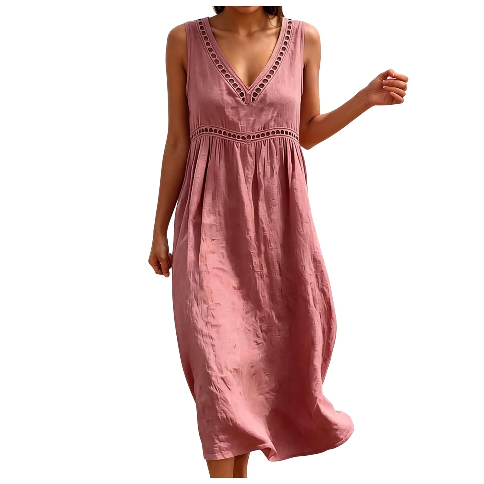 Robe chic et élégante lin naturel coupe épurée été - 5