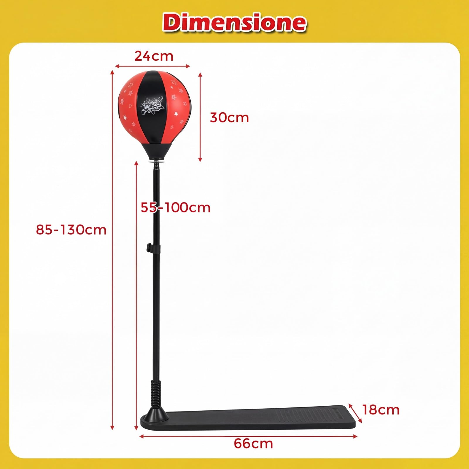 RELAX4LIFE Pungiball Bambini - Sacco da Boxe con Base a Pedale, Altezza Regolabile 85-130cm, Inclusi Guantini e Pompa Bambini 3-10 Anni