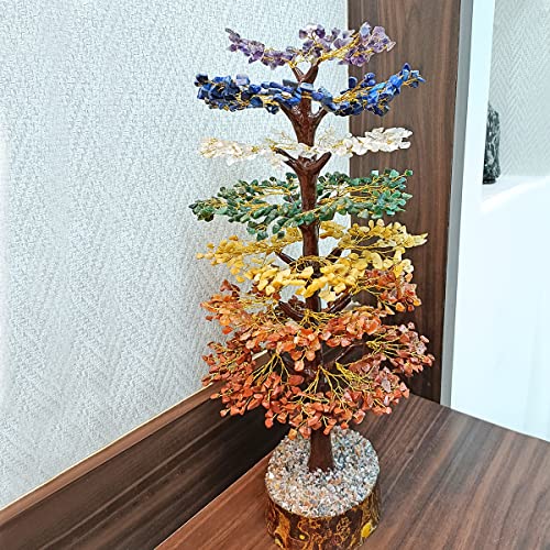 Image of 7 Chakra Crystal Tree (1500 Beads) M-Seal Showpieces for Feng Shui Decorative Items & Home Decoration | Showpiece for Home Decor Living Room | Ideal Spiritual Gift & Aesthetic Room Decoration