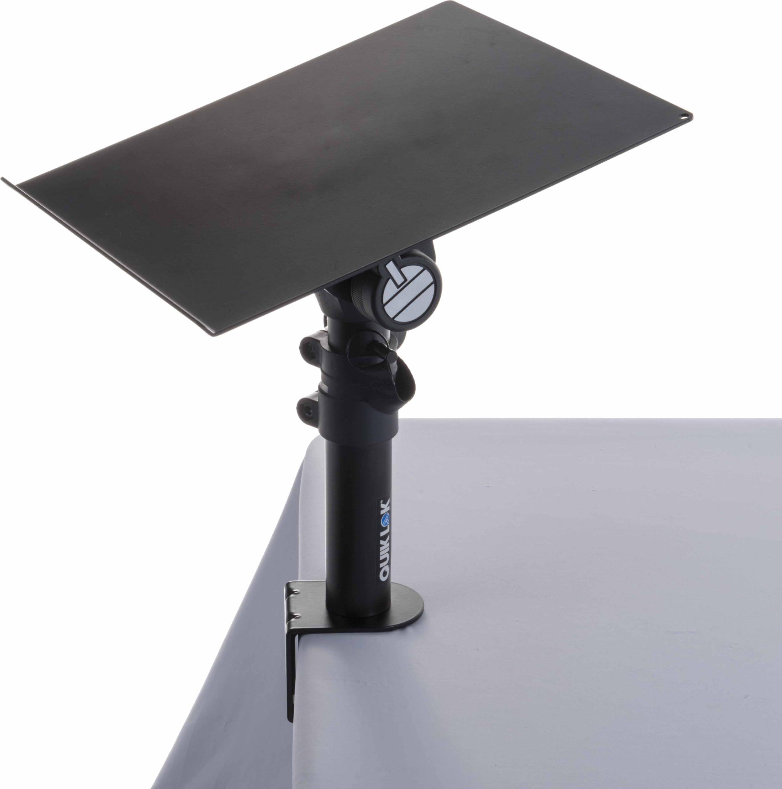 QUIK LOK - MSC/001 - Soporte multifunción con clip, soporte de mesa multifunción, con abrazadera de fijación, placa superior 25 cm x 29 cm, con tiras adhesivas de goma, color negro