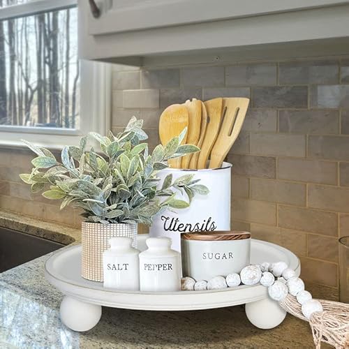 Farmhouse Wood Tray Risers For Display, Wooden Decorative Tray For Kitchen Decor, Pedestal Stand For Countertop, Round Wood Tray With Risers For Soap Dish On Risers, Footed Rustic Cake Stand #TOP2