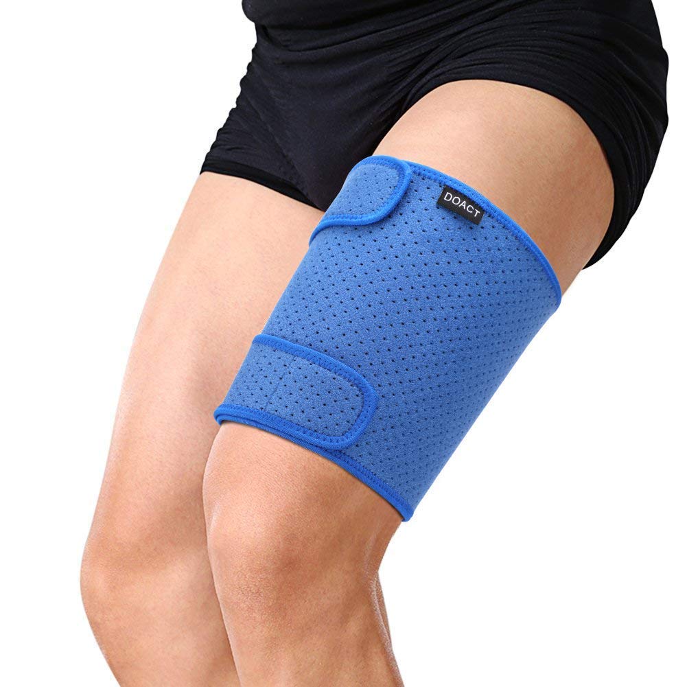Thigh Brace, Quad and Hamstring Wrap Compression Sleeves, Adjustable Leg Sleeves Support for for Men and Women, Sprains, Quadricep, Tendinitis, Workouts, Sports Injury Recovery