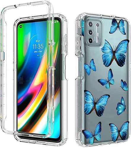 Miniatura 6 de sidande Funda para Moto G9 Plus, Motorola G9+ XT2087-1 con protector de pantalla de vidrio templado, cuerpo completo, transparente, floral, funda